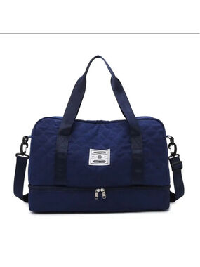 Women's Dark Blue Quilted Duffel Bag